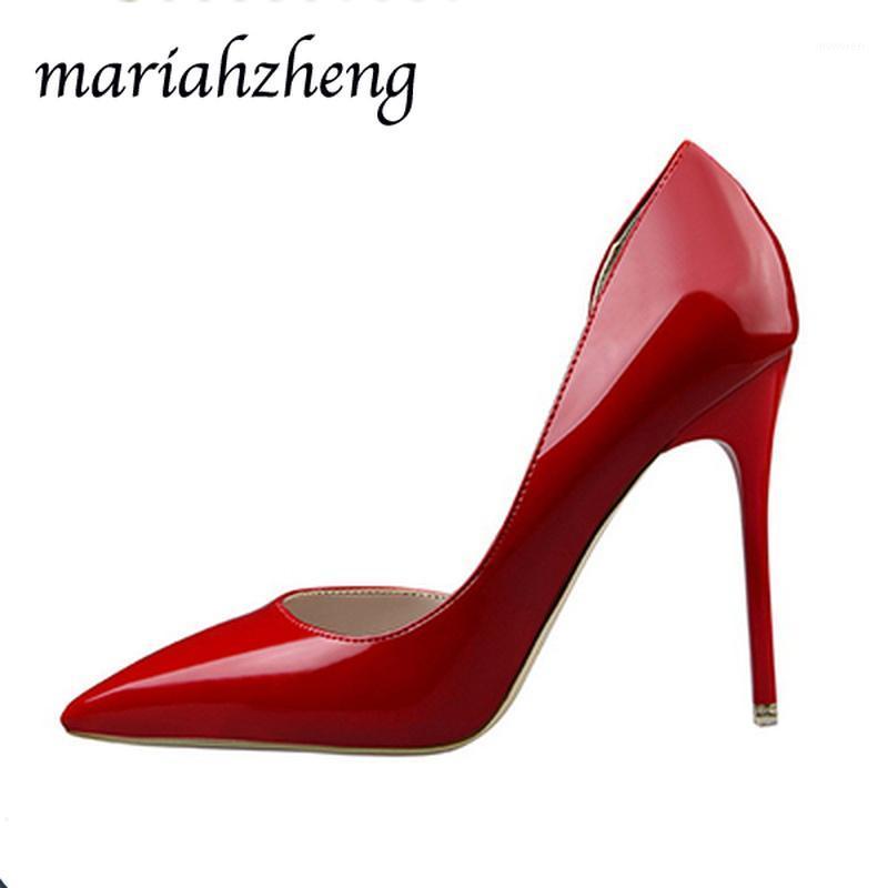 

Meriahzheng 10.5CM Fashion Stiletto Heels Patent Leather Shallow Mouth Pointed Hollow Out Sexy Party High Heel Women's Shoes DS1, Yellow