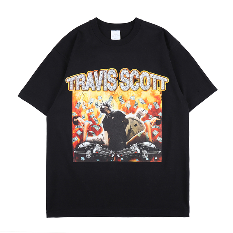 

2021 New Summer Hip Hop Shirt of Male Cotton Unissex Short Sleeve B06Z, Black