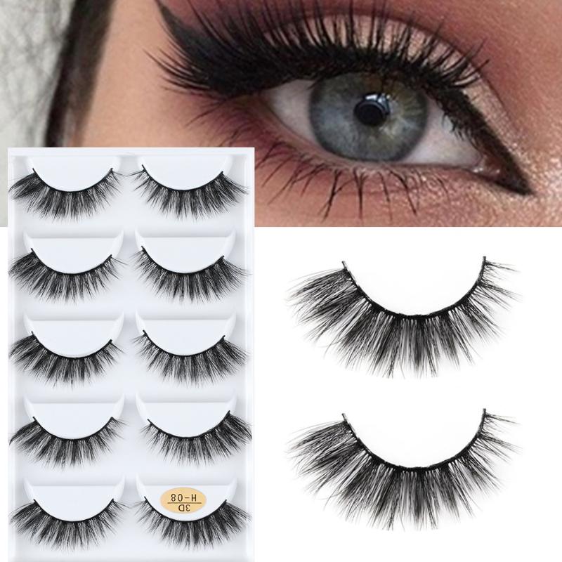 

5 Pairs 3D Mink Hair False Eyelashes Handmade Cross Long Messy Multilayered Lashes Eye Make up Extension Tools Woman's Fashion