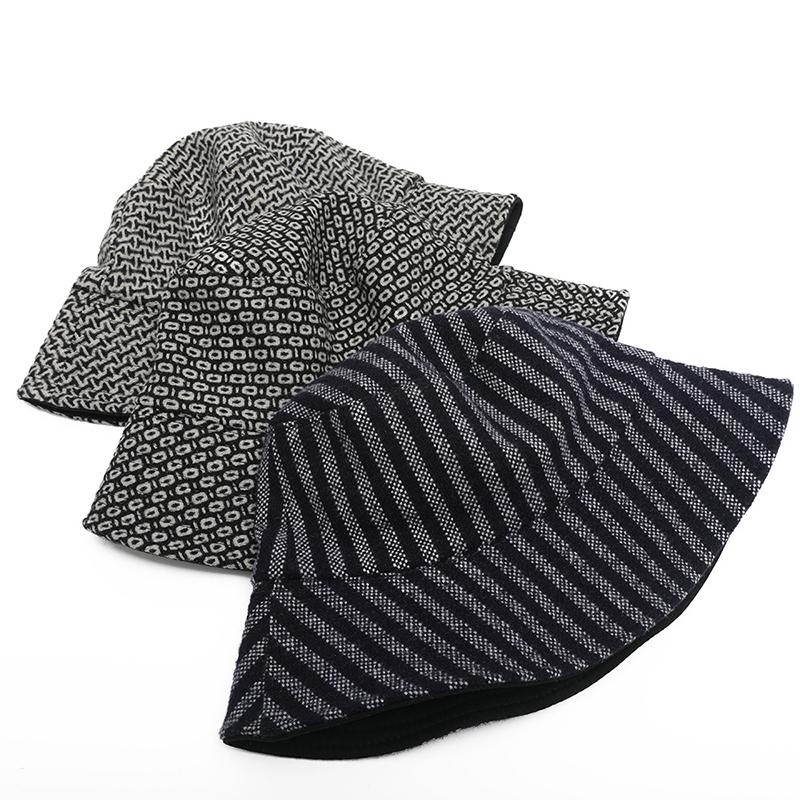 

New Fisherman Hat Unisex Woolen Cloth Double-sided Basin Hat Geometric Pattern Fashion Couple Hipster