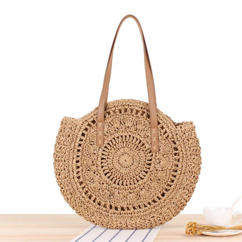 

Fashion Straw Handbag Shoulder Messenger Satchel Women Tote Top Handle Bag