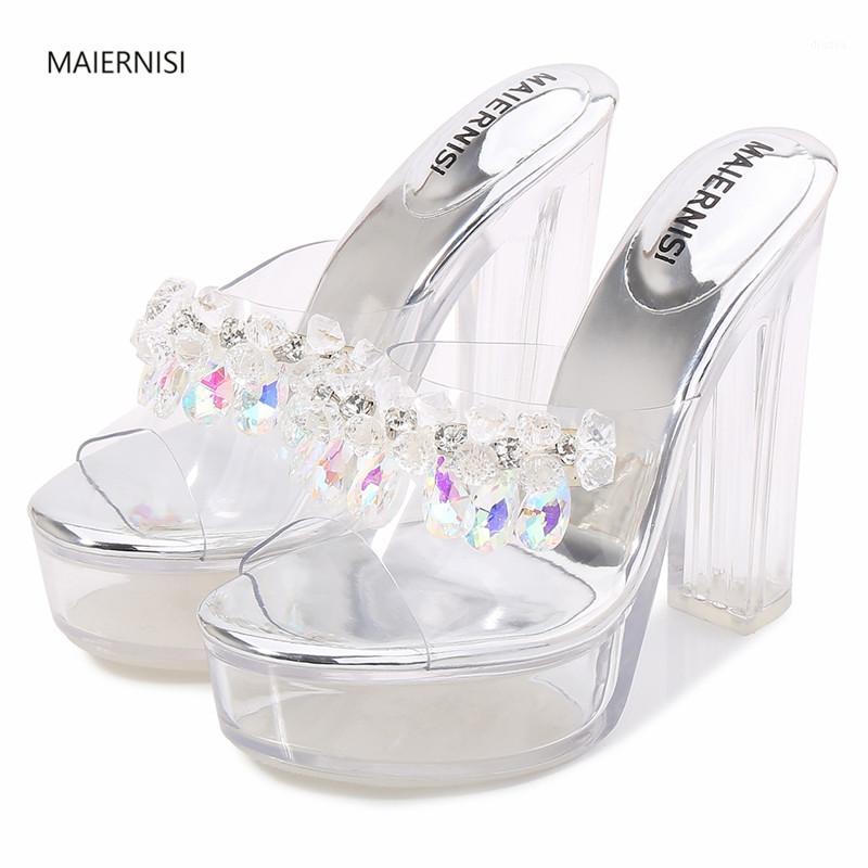 

MAIERNISI Summer Sexy women's shoes New pattern Superior quality Sandals crystal 13C Thin Heels Fashion Show Nightclub 4-10 111, Black