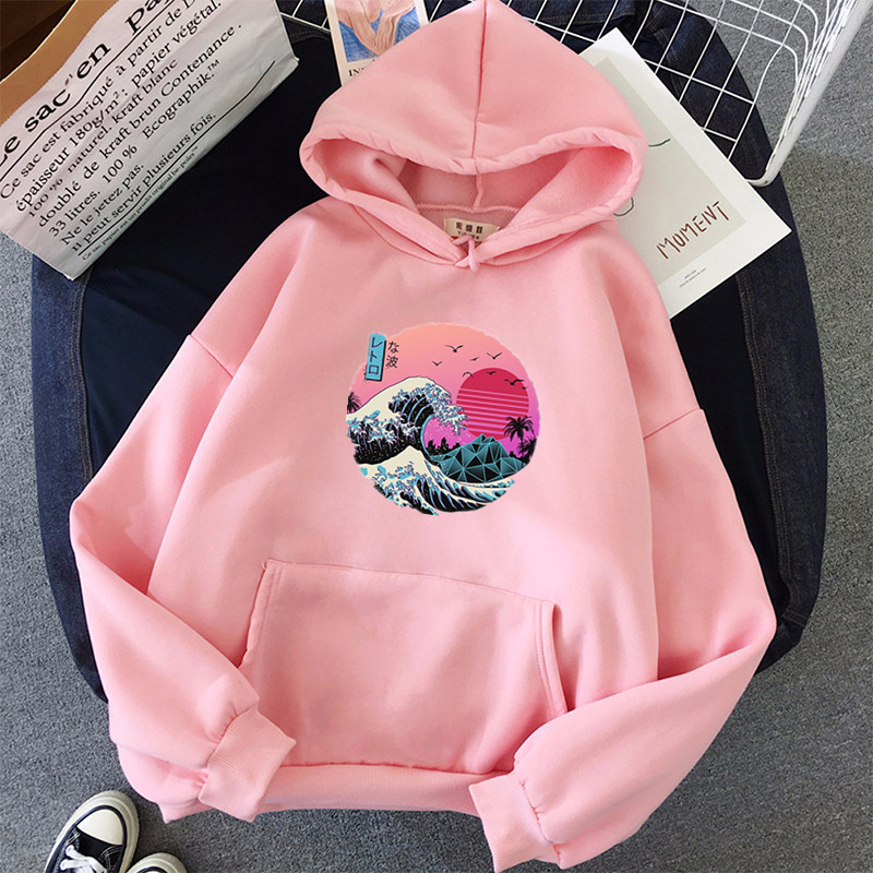 

The big retro oversized female hoodies pullover harajuku loose velo streetwear outwear sweaters for women's clothes
