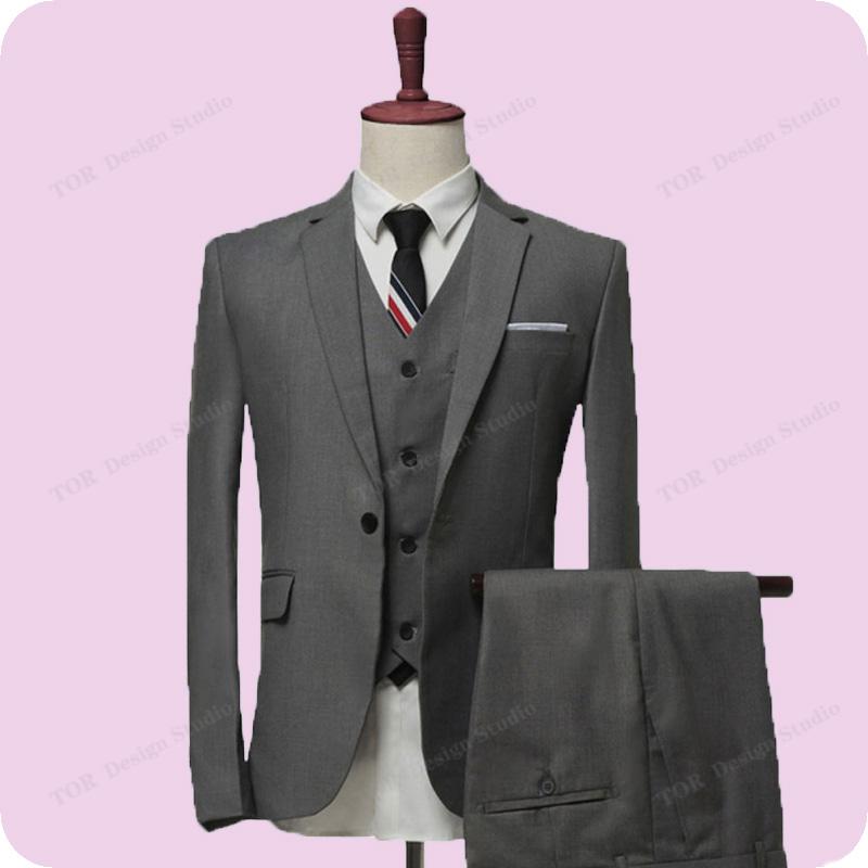 

Gray Men Suits Men Wedding Suits For Custom Made Business Tuxedos Formal Slim Fit Groom Best Man Costume Blazer Masculino, Custom made color
