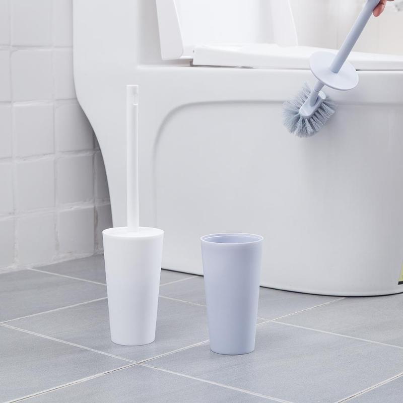 

Lavatory Toilet Brush Holder Set Bathroom Plastic Cleaning Long Handle Brushes Set for Household Bedroom Decoration
