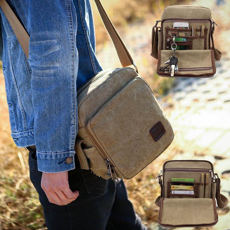 

Man Outdoor Bag Canvas Daily Carry Shoulder Bag Male Messenger Bags Multi-function Travel Sports Pack High Quality 3Colors1, Khaki