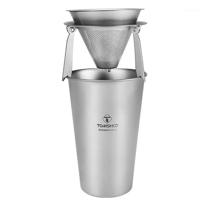 

TOMSHOO Titanium Single-Wall Beer Cup 17oz 500ml Ultralight Water Cup Mug Lid Handle Folding Spork For Camping BBQ Picnic1