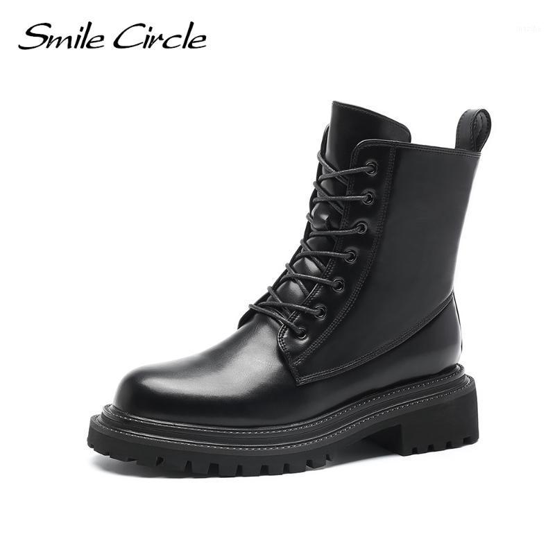 

Smile Circle Chunky Ankle Boots Women Black Motorcycle Boots Platform shoes fashion winter Warm zipper Ladies Booties1