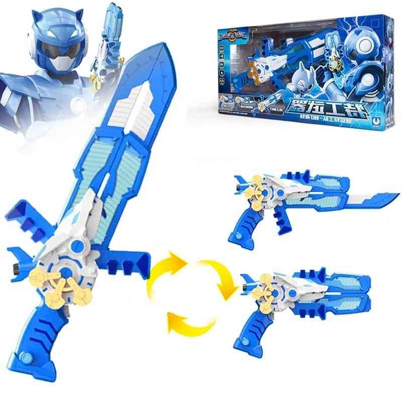 

5444Three Mode Mini Force Transformation Sword Toys with Sound and Light Action Figures MiniForce X Deformation Weapon Gun Toy