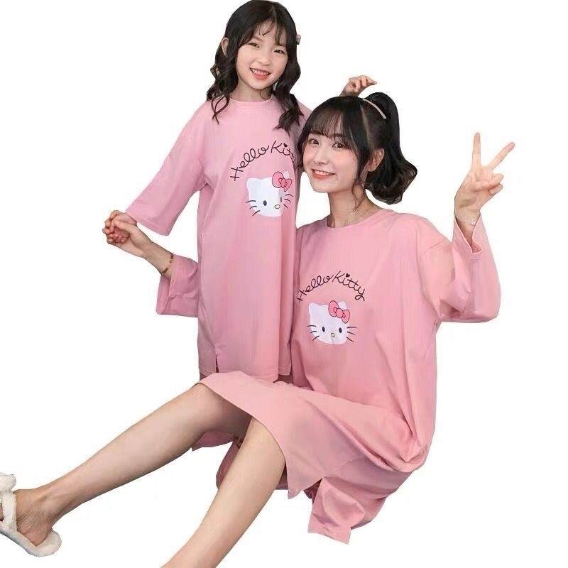 

Family Clothing Mom Daughter Loose Nightgown XL Cartoon Long Sleeve Night gown Girl Matching Outfits 201128