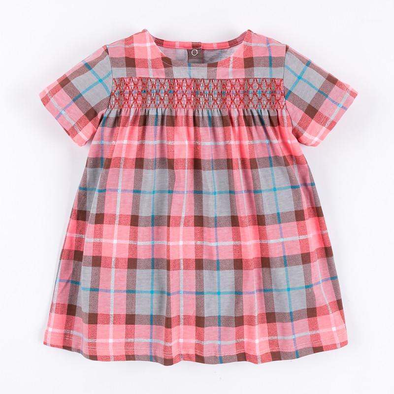 

Little Maven New Summer Children Clothing Cute Pink Plaid O-neck Girls 2-7yrs Embroidery Cotton Woven Smock Dresses1
