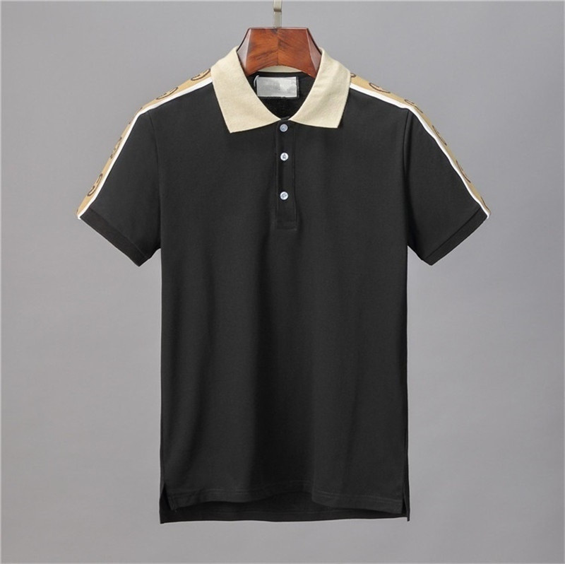 

Fashion classic luxury design new men's polo shirt short sleeve striped men's polo shirt, Black