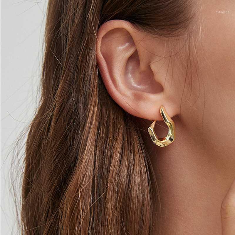 

Stud Minimalist Gold Silver Color Hook Chunky Irregular Earrings For Women Stylish Solid Geometric Metal Earrings1