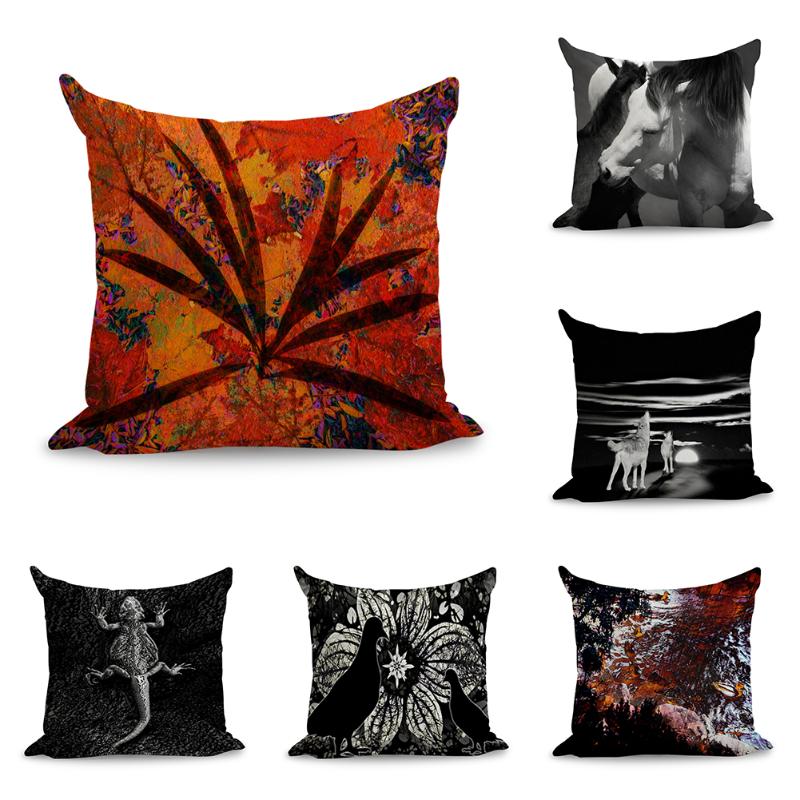 

Nature Alternative Art Animals Horse Pillows Linen Couch Seat Cushion Throw Pillow Home Decor Gift