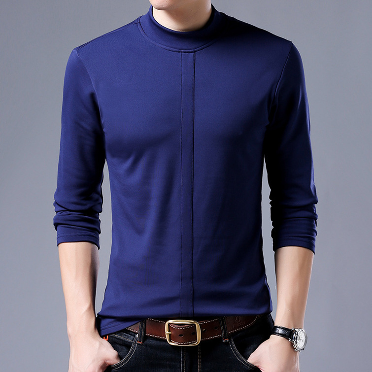 

2021 Brand Men's Sweatshirts Long Sleeve Round Neck Plus Velvet Thick Pullover for Male Youth Slim Sweatshirt kg-242, Dark blue