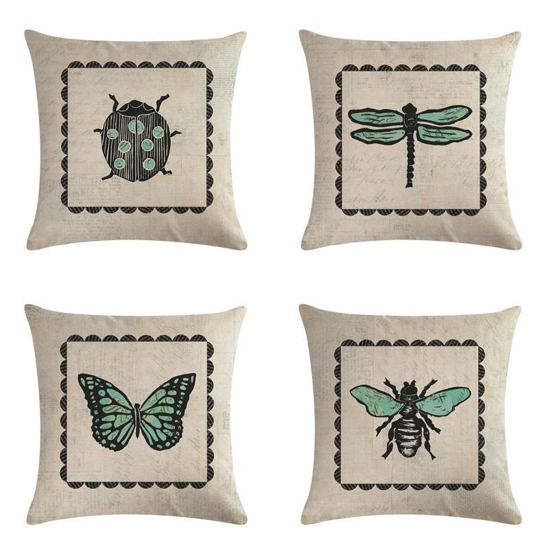 

New Decorative Throw Pillow Cover for Couch Sofa Biology Vintage Insects Entomology Taxonomy Nature Home Decor Pillow Case
