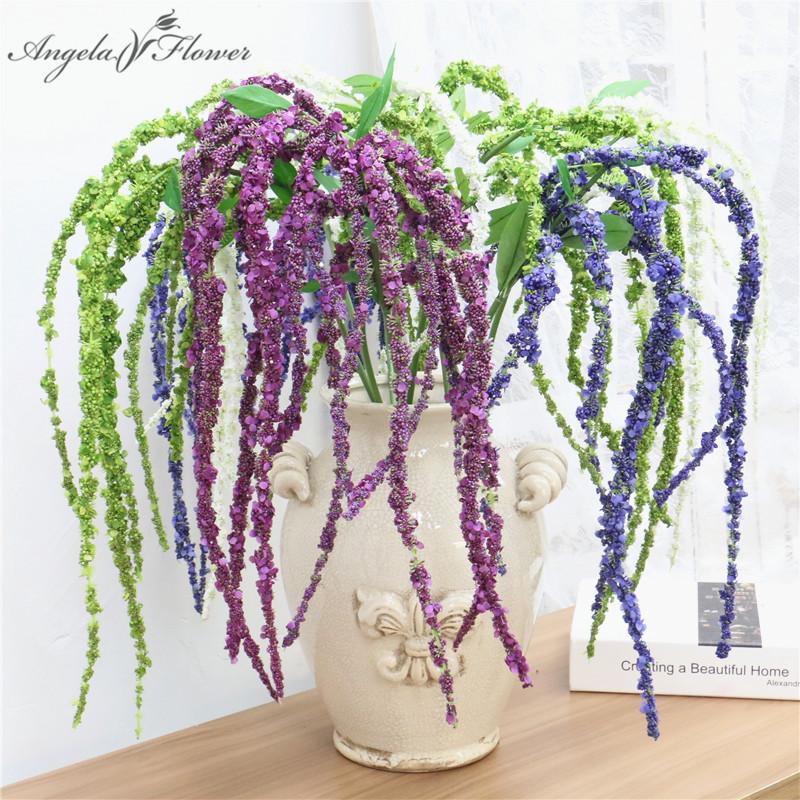 

115 cm wisteria fruit fake rattan window decor home wedding cockscomb artificial floral hanging vine ceiling flower plants green, Blue