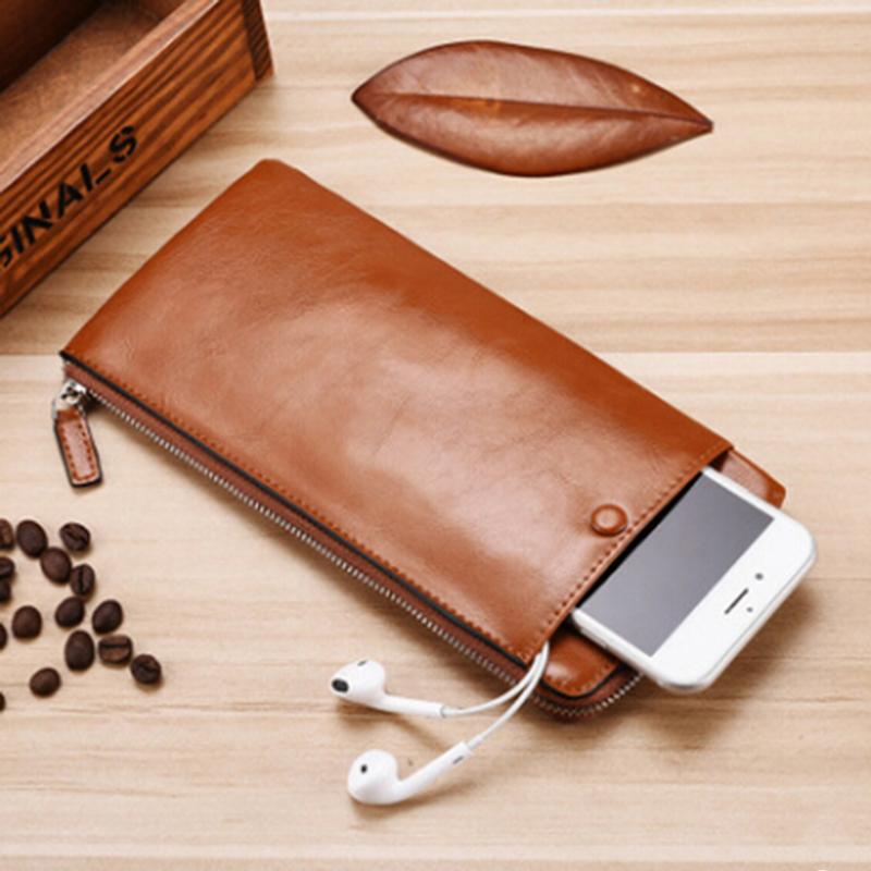 

Men Wallet Phone Bag PU Leather Long Wallet Card Holder Vintage Male Coin Purse Men Clutch Bags, Black