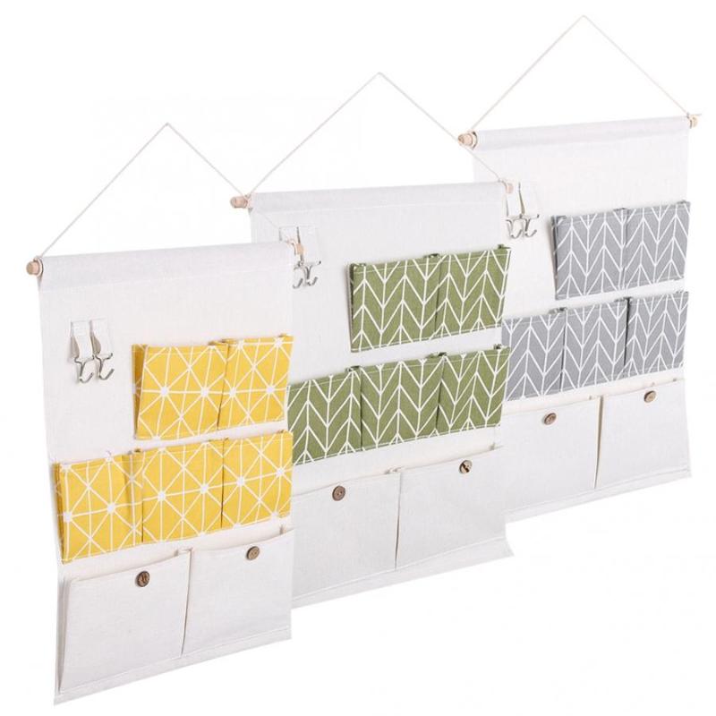 

7 Pocket Cotton Hanging Organizer Pockets Multilayer Fashion Wall Door Hanging Storage Bag Cloth Storage Bag