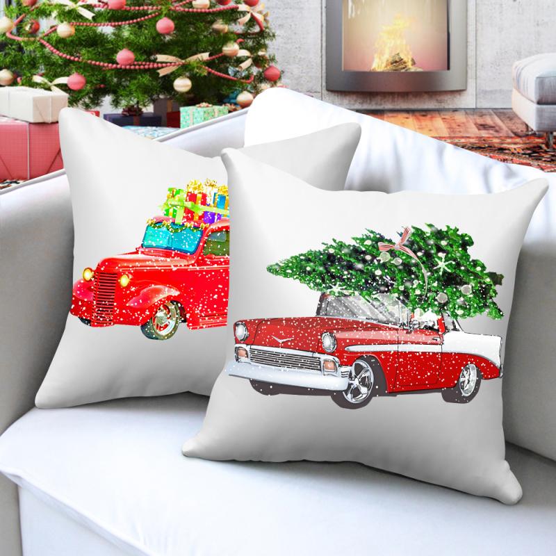 

Fuwatacchi Cartoon car Cushion Cover Christmas tree Printed Throw Pillow Cover for Home Sofa Decor Pillowcases Funda Cojin 45x45, Pcfstpd001109