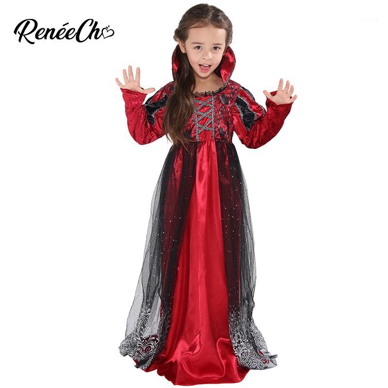

Theme Costume 2021 Halloween For Kids Girls Vampire Girl Red Medieval Dress Child Party Cosplay1