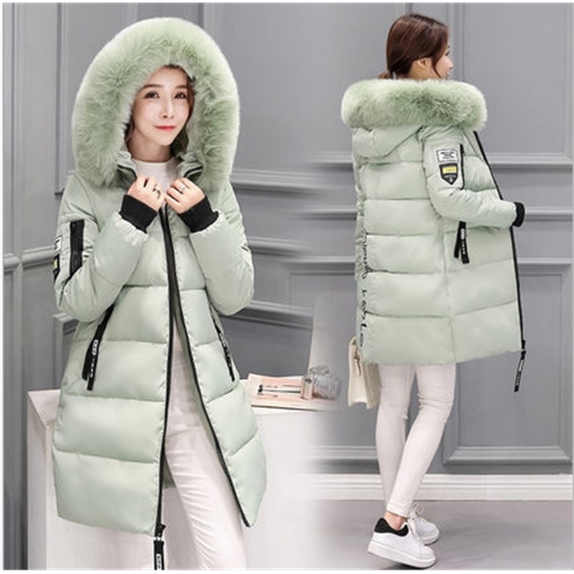 

New Fashion Women Jacket With Fur collar Warm Hooded Female Womens Winter Coat Long Parka Outwear Camperas 201210, White