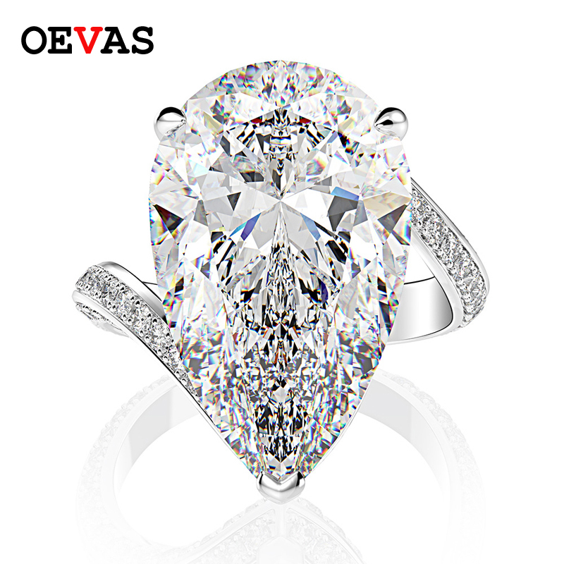 

Luxury 925 Sterling Silver 13*22mm Water drop ice cut high carbon Diamond Rings for Women Wedding Engagement jewelry gift