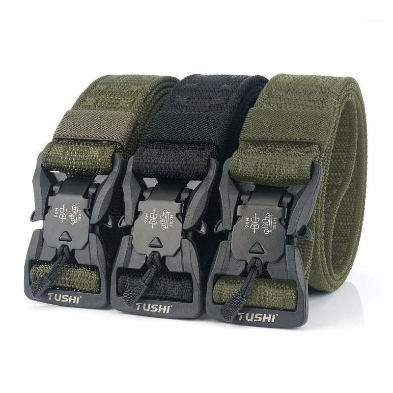 

Elastic Belt Hard PC Metal Quick Release Magnetic Buckle Convenient Men's Tactical cinturon Belt Soft Nylon Sports Accessories1, Green