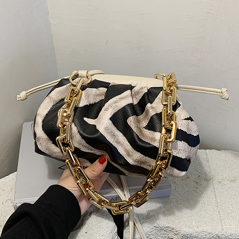

2020 nova chegada luxo da marca estilo zebra padro designer saco de ombro das mulheres corrente bolsa feminina e bolsas embreagem, Black