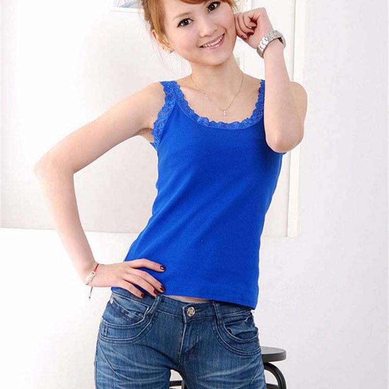 

11 Colors 93% Cotton Women's Lace Camisole Japanese Style Basic Ladies Vest Bottoming Elastic Slim T-shirt JL-880 Y200422, Black