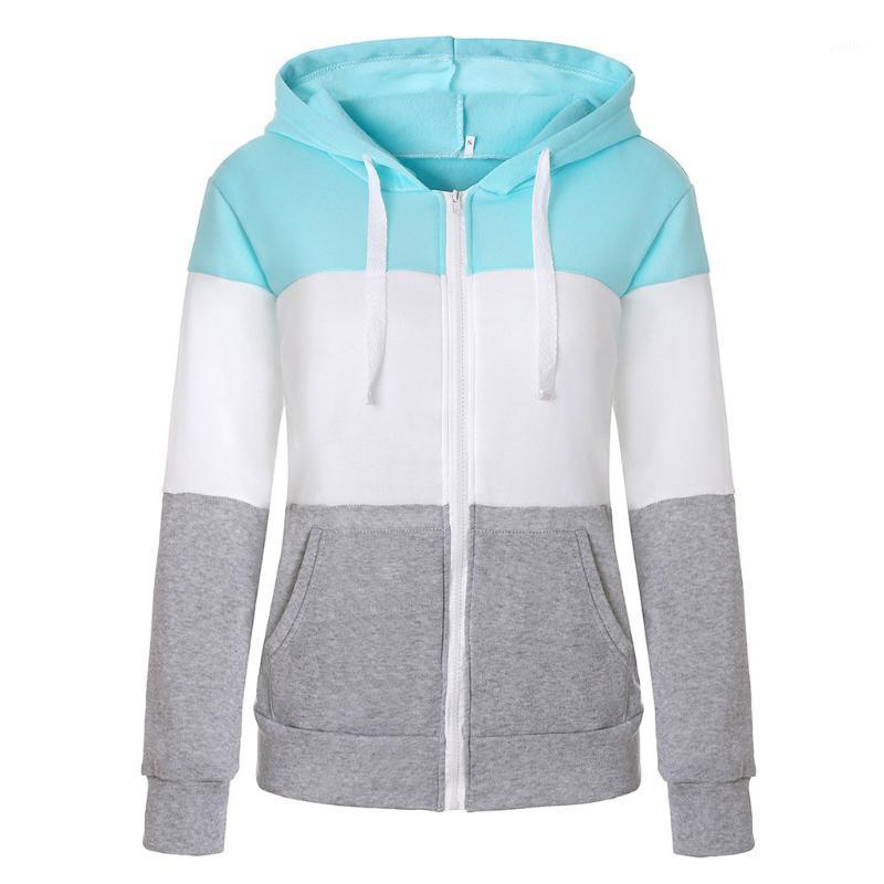 

Plus Size Women Casual Long Sleeve Thin Zip Contrast Hoodies Jackets Female Outdoor Sport Patchwork Coat For 2020 New1, Black