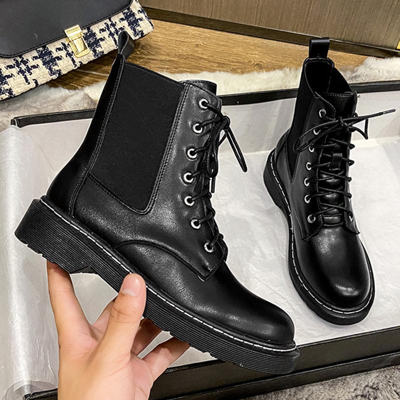 

Stretch Riding botas female winter warm plush shoes woman 34-43 plus size stivali donna elastic lace up short boots women 2021, Black with plush