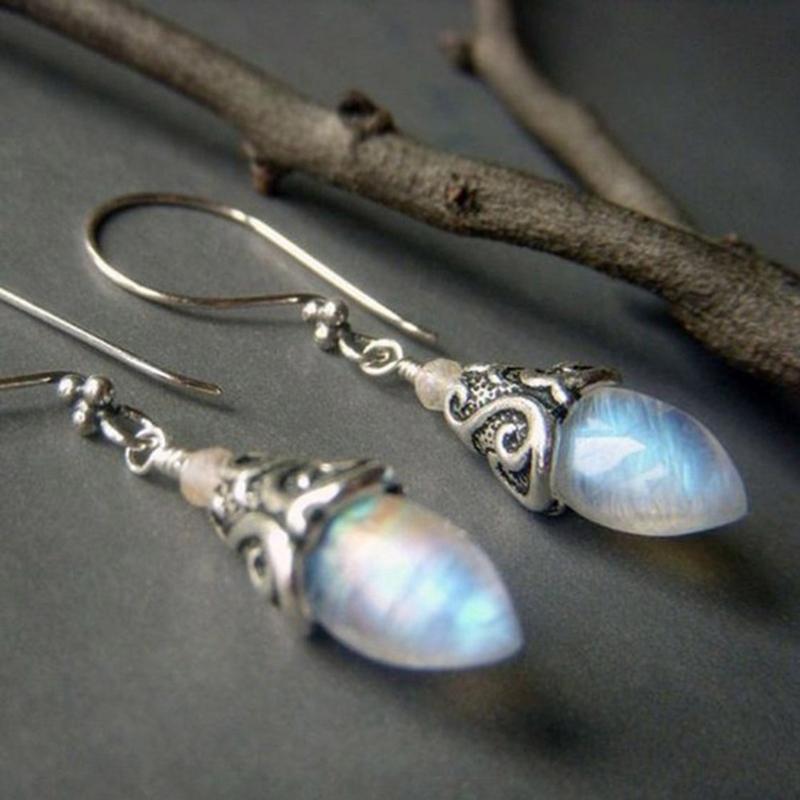 

Dangle & Chandelier Drop Bohemia Long Earrings Vintage Retro Moonstone Earring Eardrops Studs For Women Ladies Jewelry