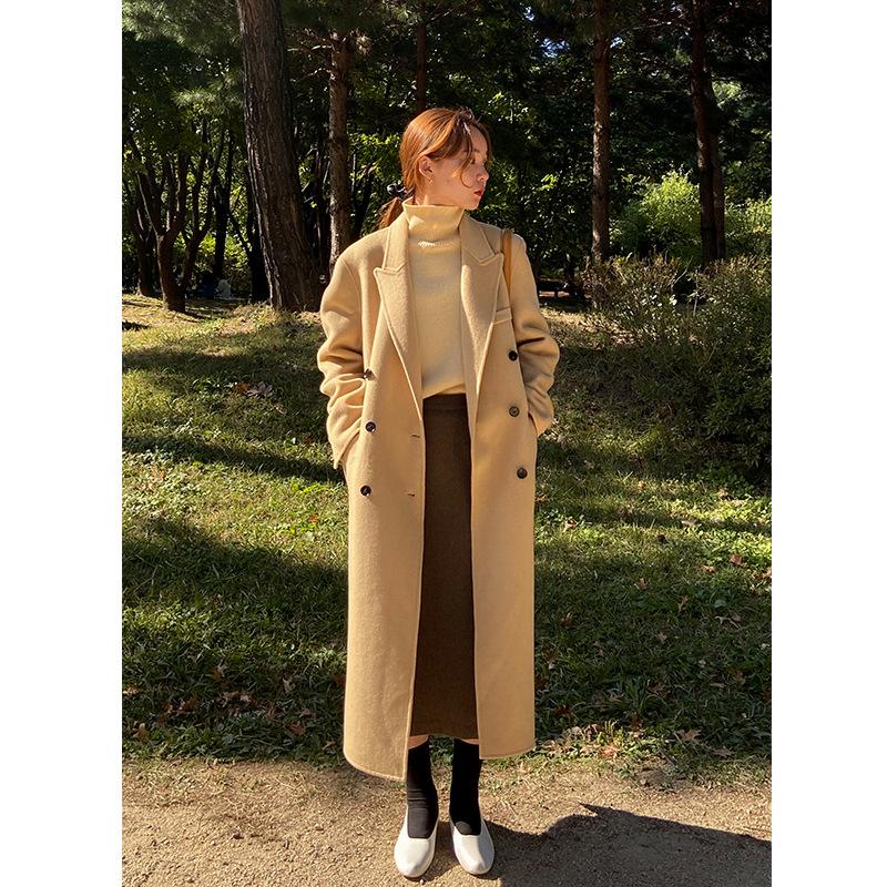 

Wool double coat female temperament of qiu dong high-end add long over-the-knee double-sided cloth coat cashmere, See chart