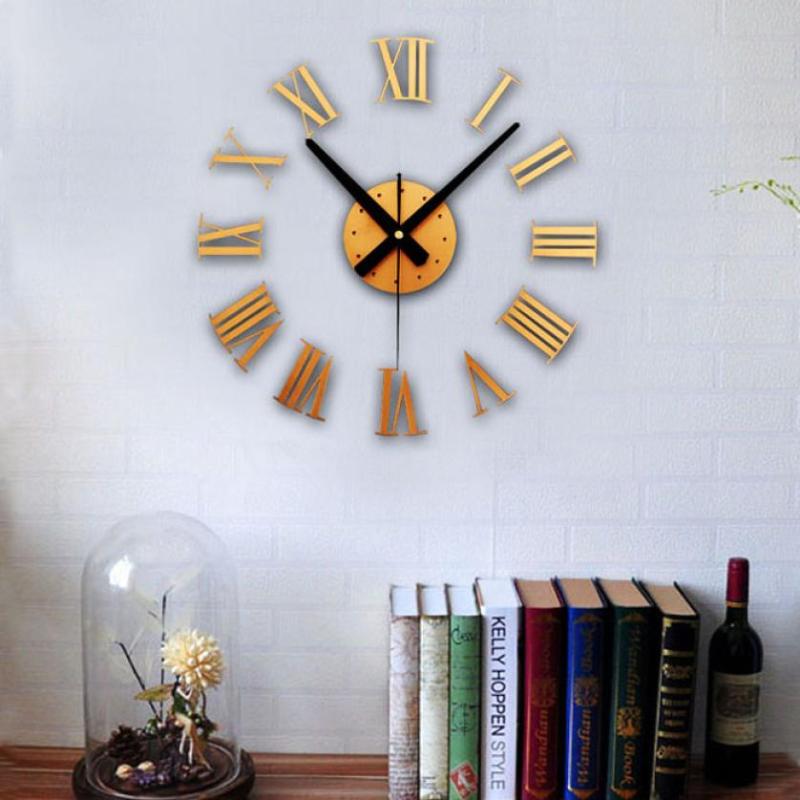 

DIY Luxury 3D Wall Clock Large Size Home Decoration Art Clock Gold Home Office Decor august15