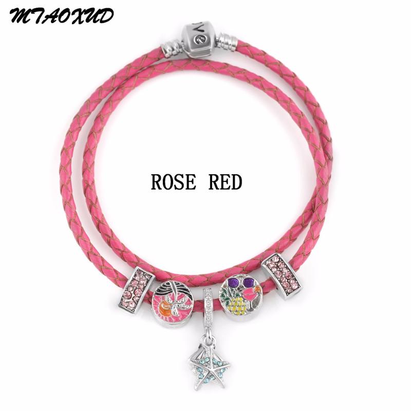 

New Bohemian Real Leather Bracelet With Starfish Charm Beads Fits Friendship Pendant Bracelet Bangle For Women DIY Jewelry