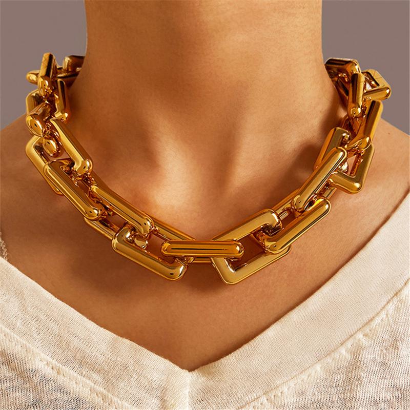 

Vintage Oversize Punk Chunky Chain Necklace Collar for Women Fashion Thick Chain Choker Lock Necklaces Party Jewelry Gifts