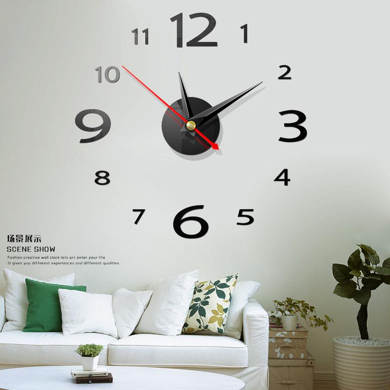 

3d diy acrylic mirror wall clock watch clocks home decoration modern needle quartz stickers duvar saati reloj de pared