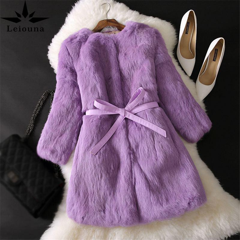 

Leiouna Loose Casual Autumn Winter Faux Women Elegant Coats Female Sashes Warm Fake Fux Outerwear Lady Jacket, Blue