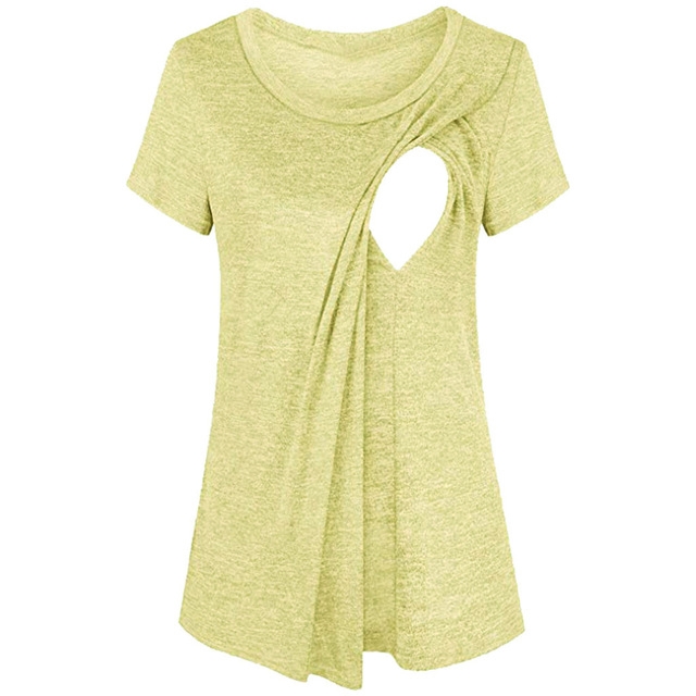 

Splicing Short-sleeved Round Neck Maternity Dress Breastfeeding SizeXXL