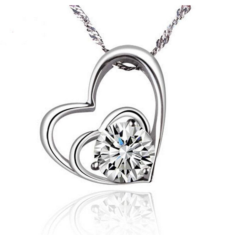 

Heart Cubic Zirconia Charm Women Necklace Love Birthday Gift Formal Occasion Party Dazzling Pendent Necklace Jewelry