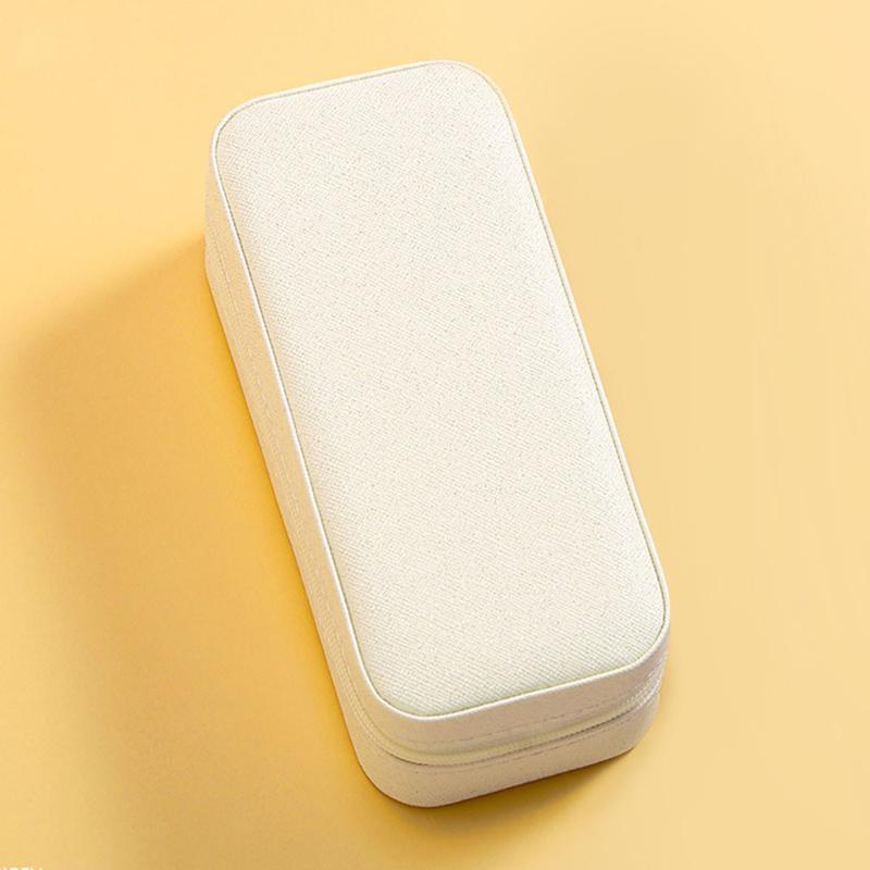

Storage Organizer Zipper Compartment Rings Bracelet Rectangle Small Travel Portable Display Home Earring Necklace Jewelry Box