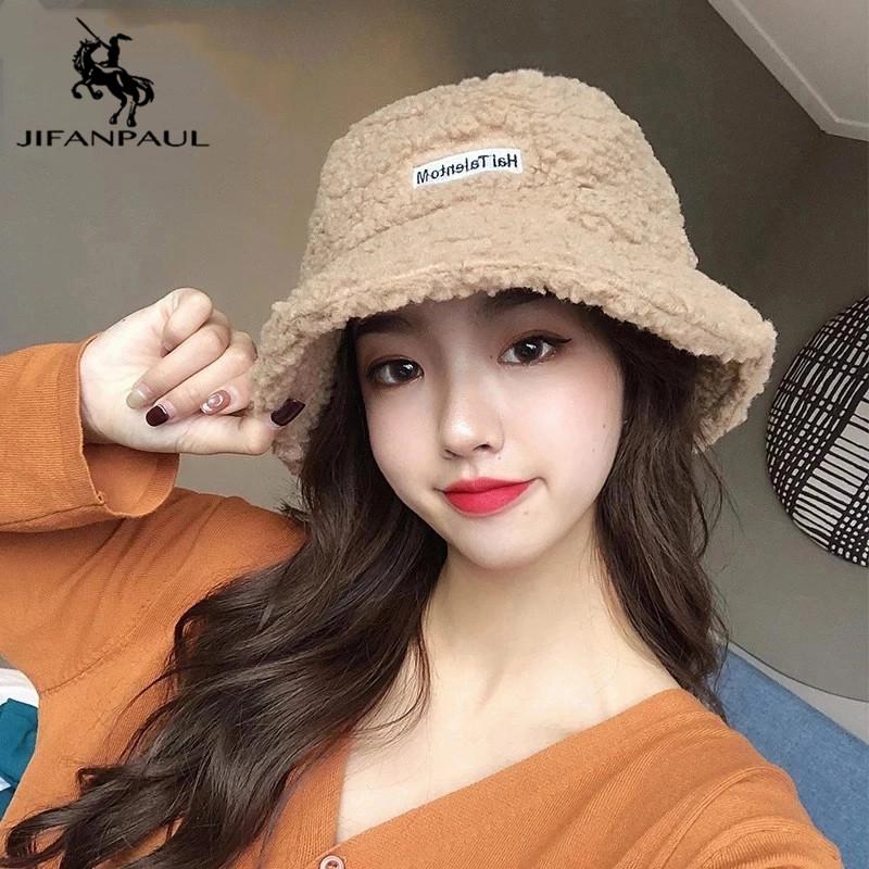 

JIFANPAUL New winter ladies fisherman hat foldable warm bucket hat female high quality ladies plus velvet fisherman, Hur-a1