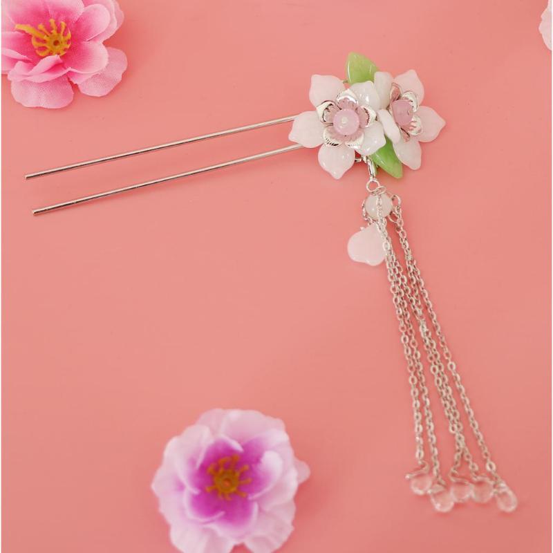 

Chinese Classic Women Hairpin Hair Accessories Resin Jade Flower Retro Stick