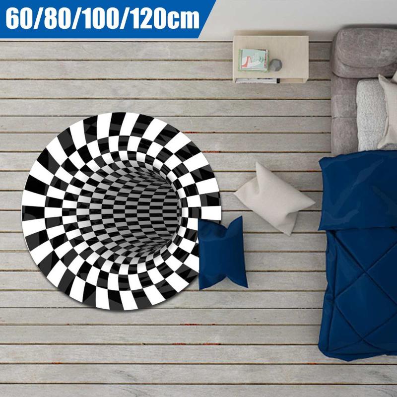 

Nordic Geometric 3D Carpets Area Rugs Bedroom Living Room Rugs Black&White Stereo Vision Home Decor Floor Mats 60/80/100/120Cm, 60x60cm