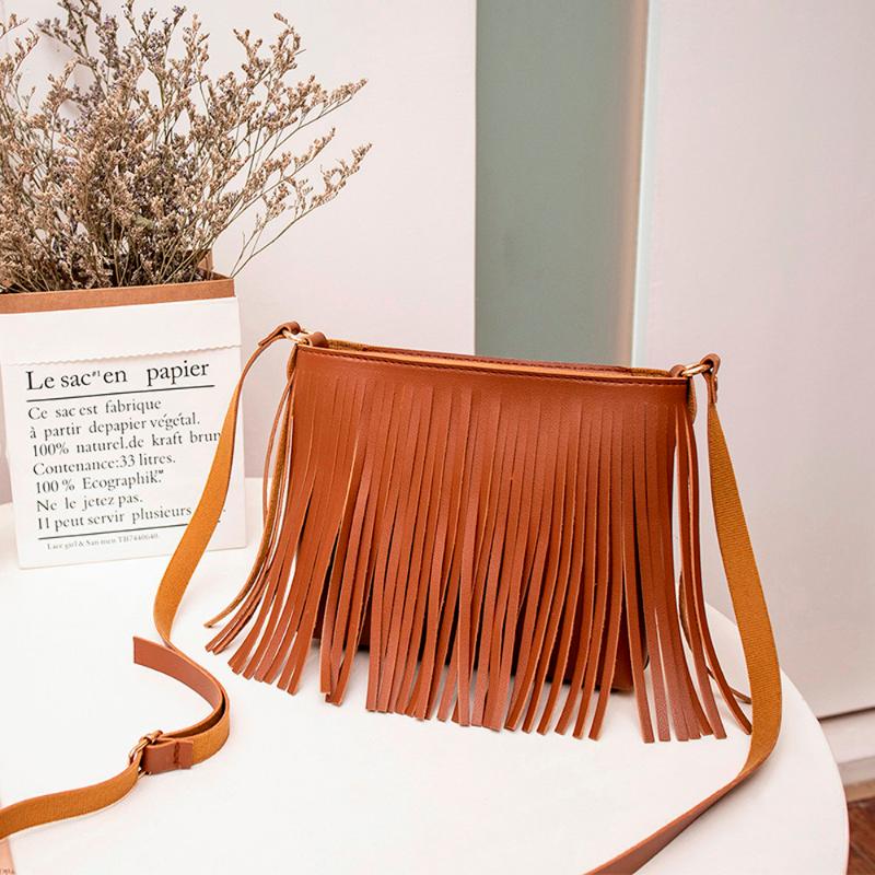 

Fashion Retro Tassel Crossbody Bags For Women Bohemia Style Handbag Ladies Pu Leather Shoulder Bag Girls Messenger Bolso Mujer, Pink