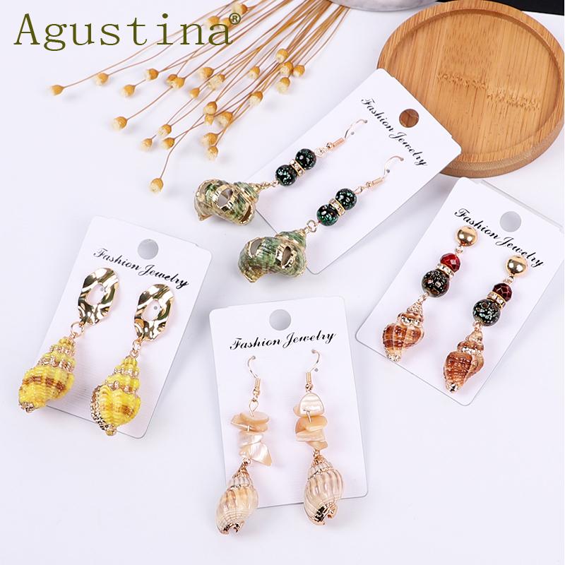 

Agustina Women Fashion Shell Earrings New Small Girls Drop Earrings Green Long Korean Punk Earring Bohemian Earing Tiny