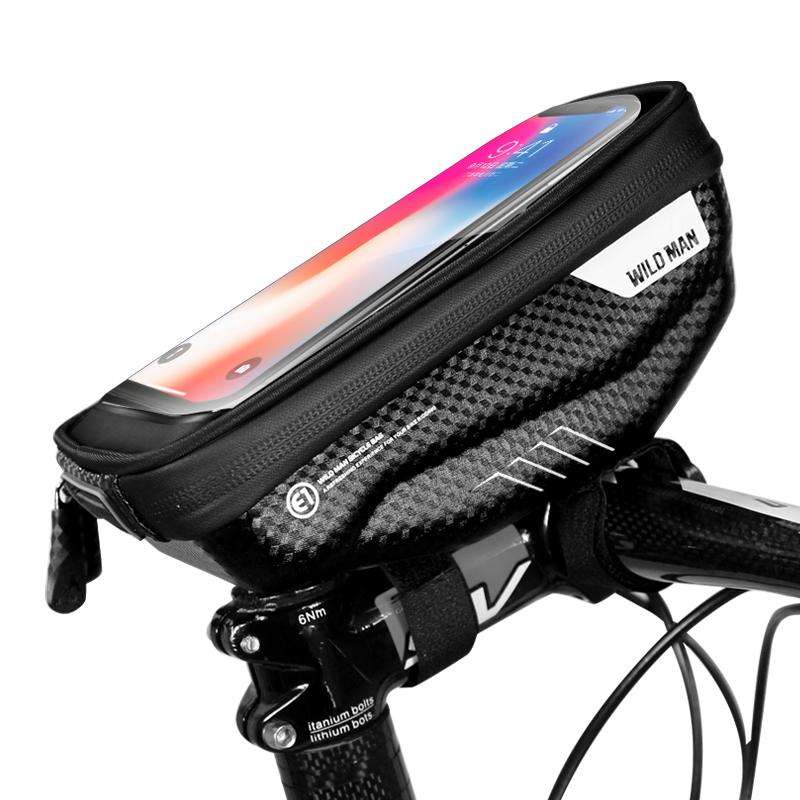 

Universal Waterproof Bike Phone Pouch Bag Front Tube Handlebar Phone Holder Touch Screen Bycicle Accessories, Black