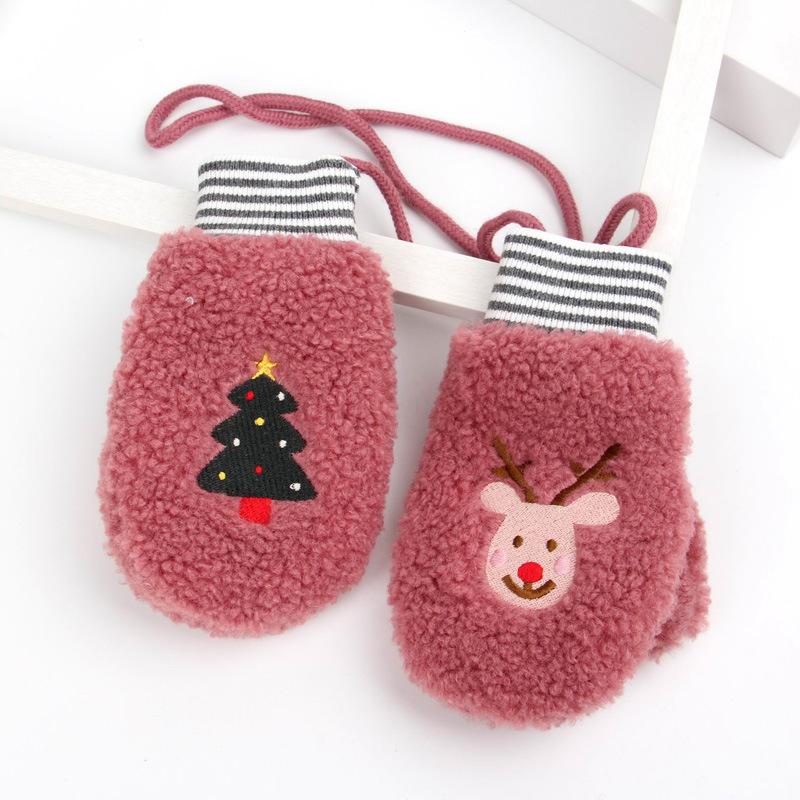 

Winter Christmas New Children's Thickened Warm Gloves For Girls And Boys Lamb Velvet Gloves Baby Bag Finger