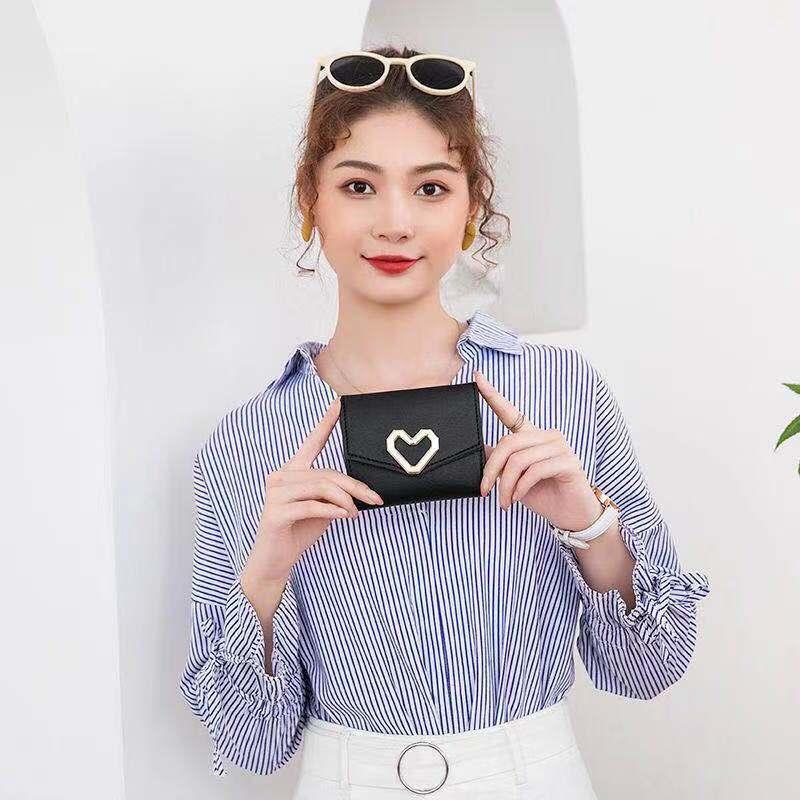 

CHISPAULO Small Card Bag Solid Color Purse Card Bag Large Capacity PU Leather Mini Wallet For Women, Black